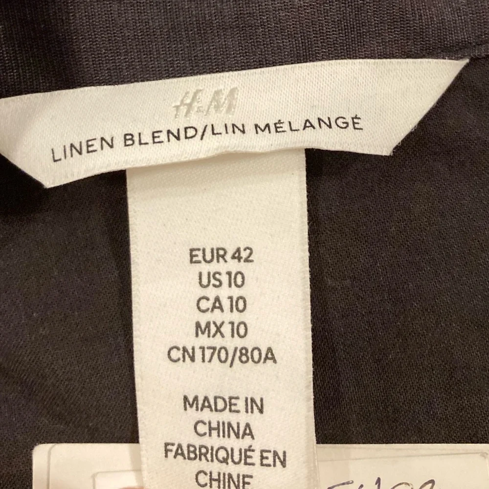 H&M Linen Blend Black Floral Maxi Skirt Size 10